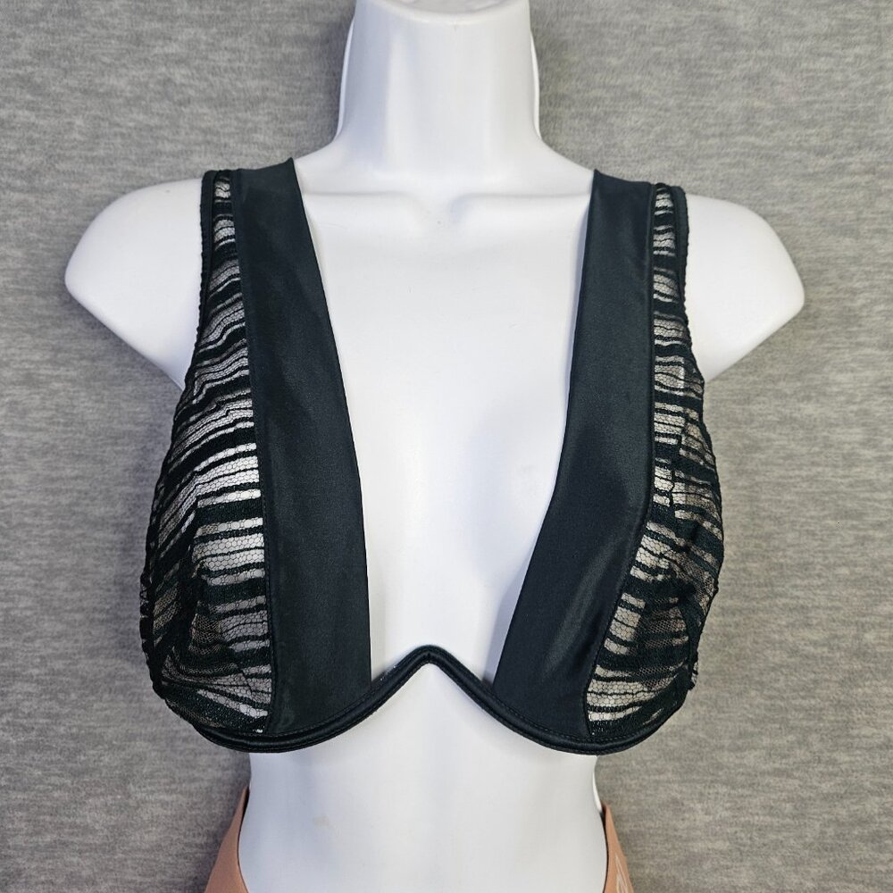 Livy Lace & Satin Underwire Bra Strappy Back Bralette Unlined Lingerie Sz 34C